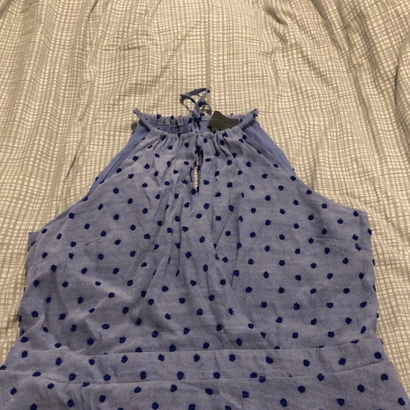 Blue polka dotted a-line dress ATHROPOLOGIE - Picture 2 of 6